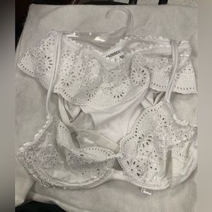 La Perla white cotton and imported lace lingerie set